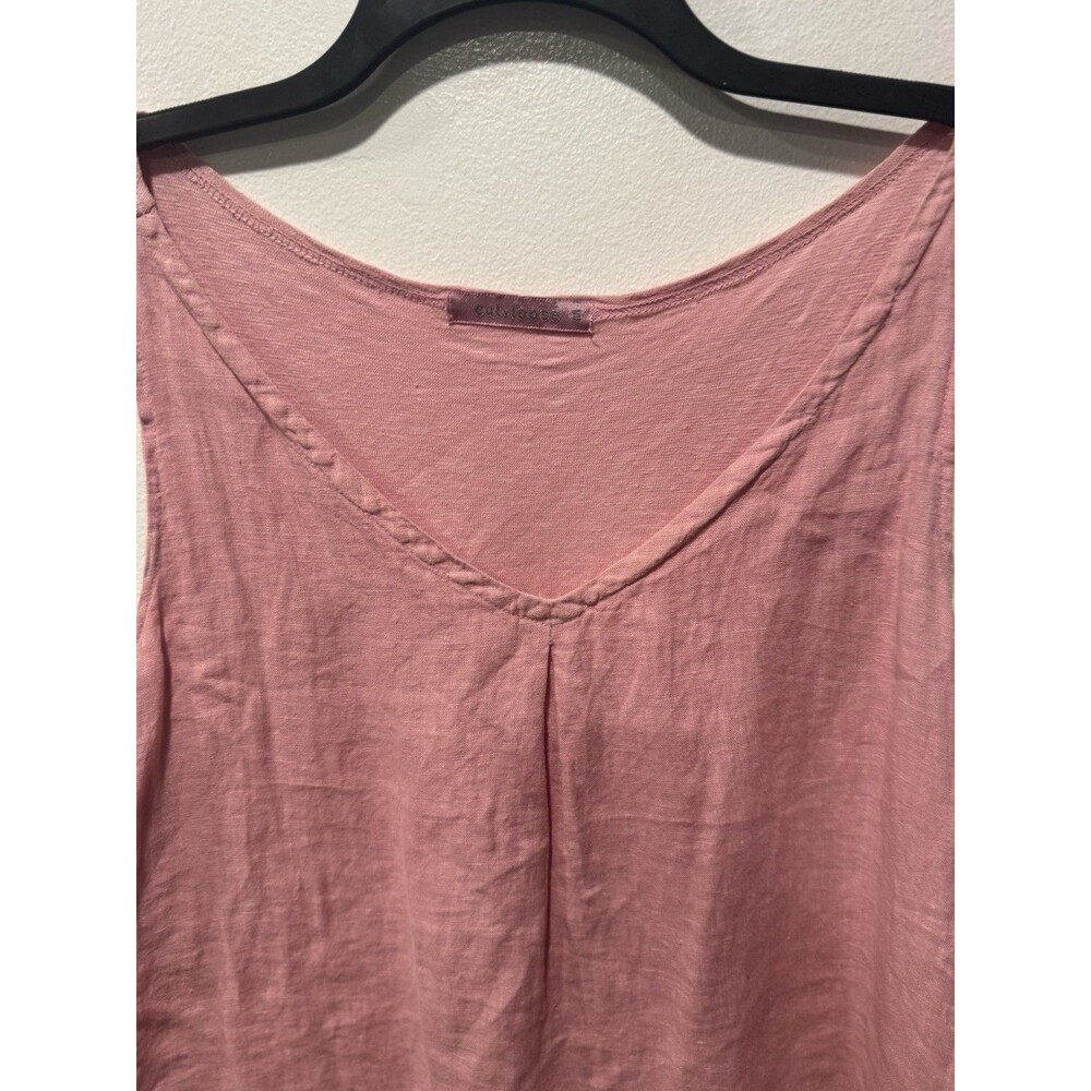 Cut Loose Powder Pink Linen Cotton Blend V Neck Tank Top Women's Size M - Picture 5 of 8